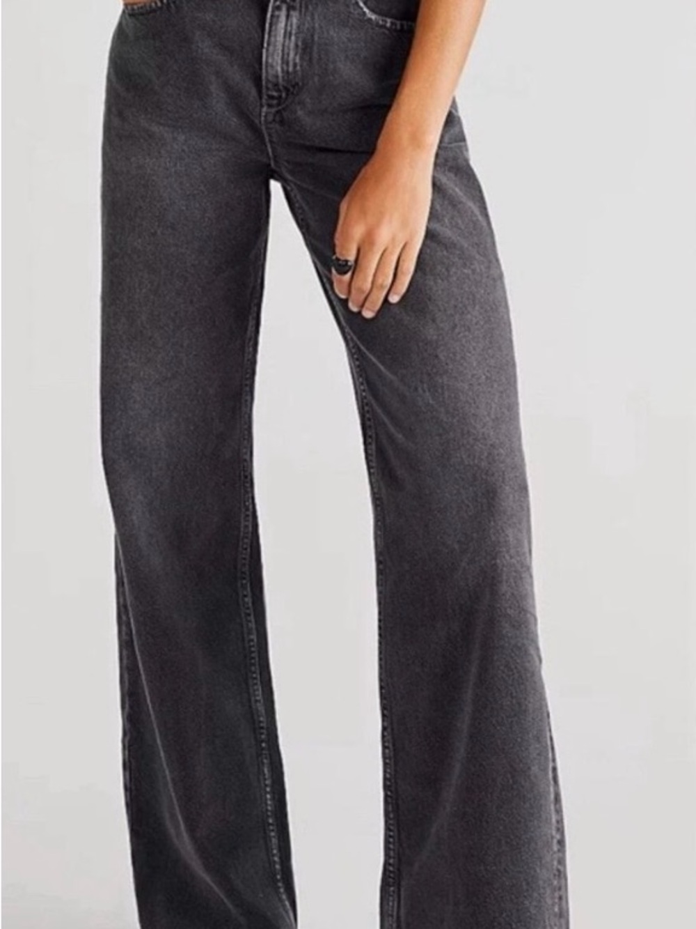 We The Free Tinsley Baggy High Rise Jeans Blowout Black Size 28